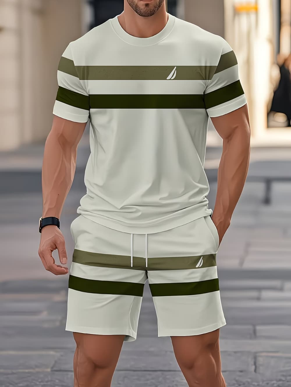 3D Printing Custom - Men's Summer Sets Funny 3D Stripe