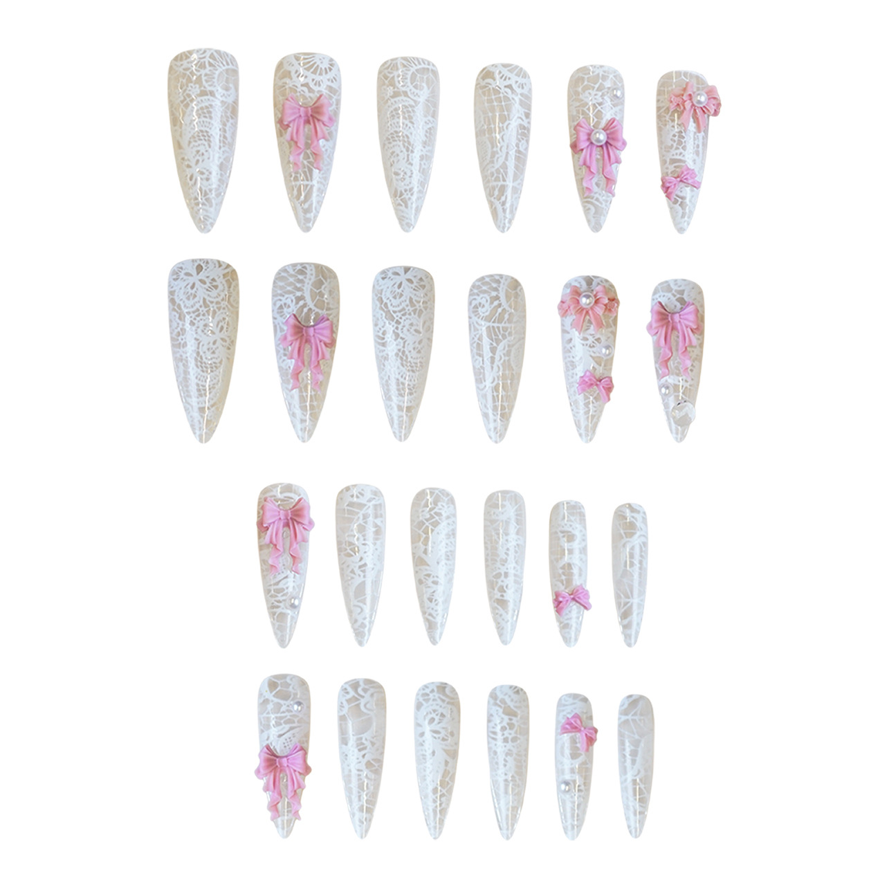 24Pcs Pink White Press On Nail - 3D Printing Ptc recension och pris