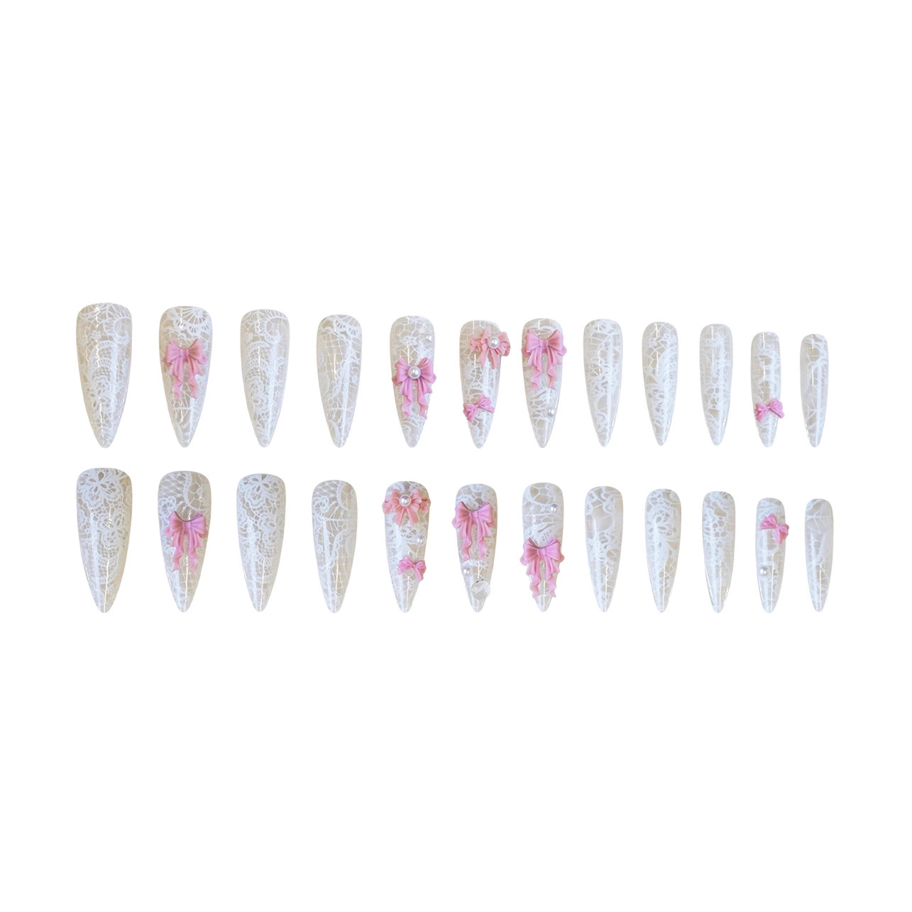 24Pcs Pink White Press On Nail - 3D Printing Ptc recension och pris