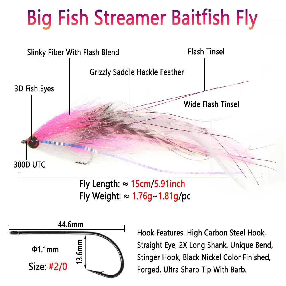 1/4pcs 2/0 5.91inch Big Stream - 3D Printing Lure recension och pris