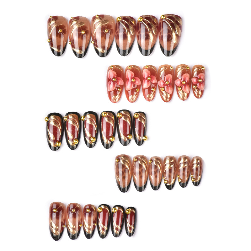 24PCS Retro Brown French False - 3D Printing Ptc recension och pris